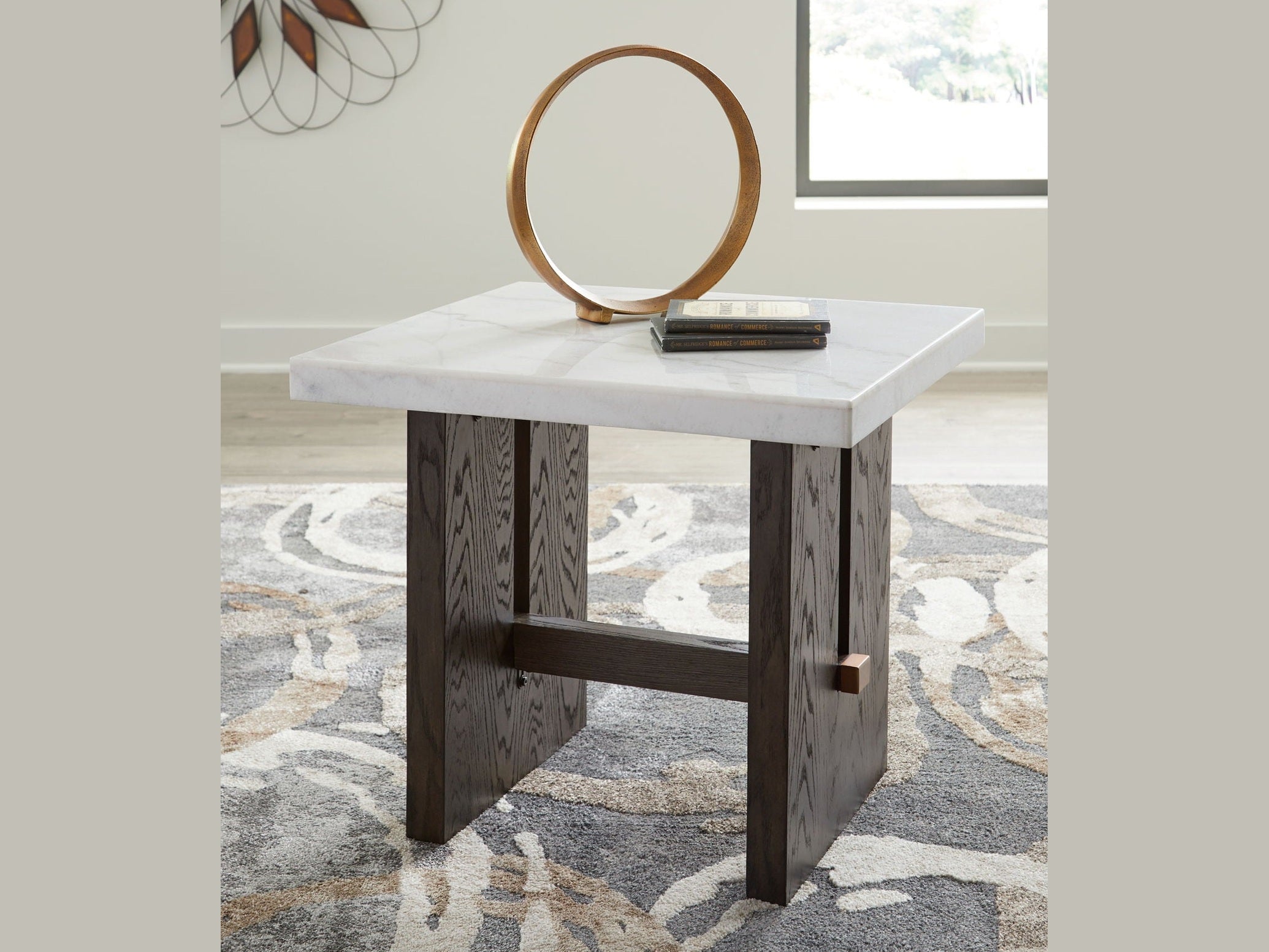 Burkhaus - Rectangular End Table - White / Dark Brown