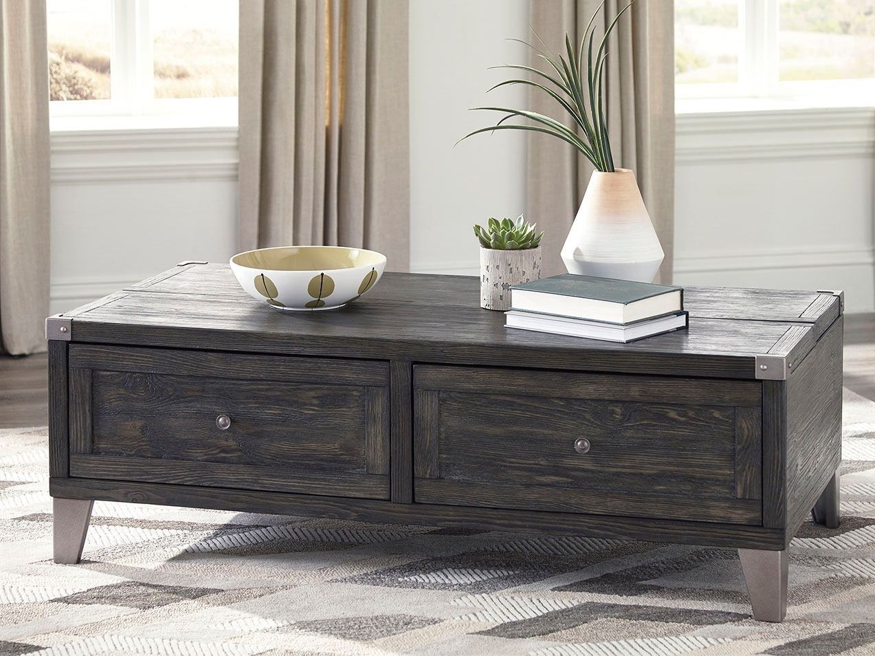 Todoe - Lift Top Cocktail Table - Dark Gray