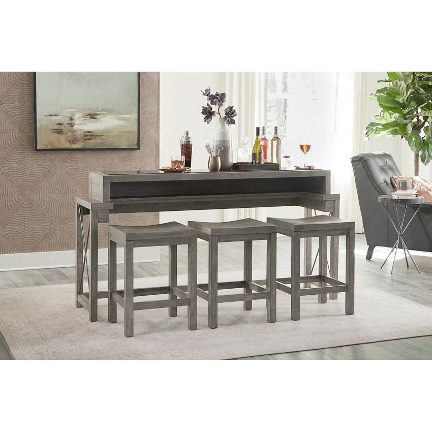 Hammary West End Bar Console With Three Stools