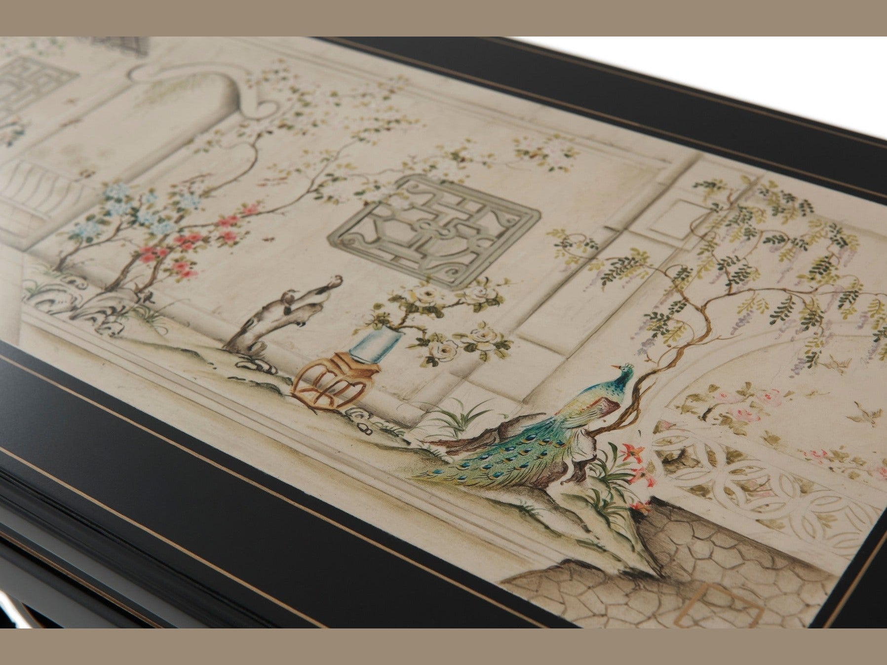 Theodore Alexander Long Hall Chinoiserie Console Table