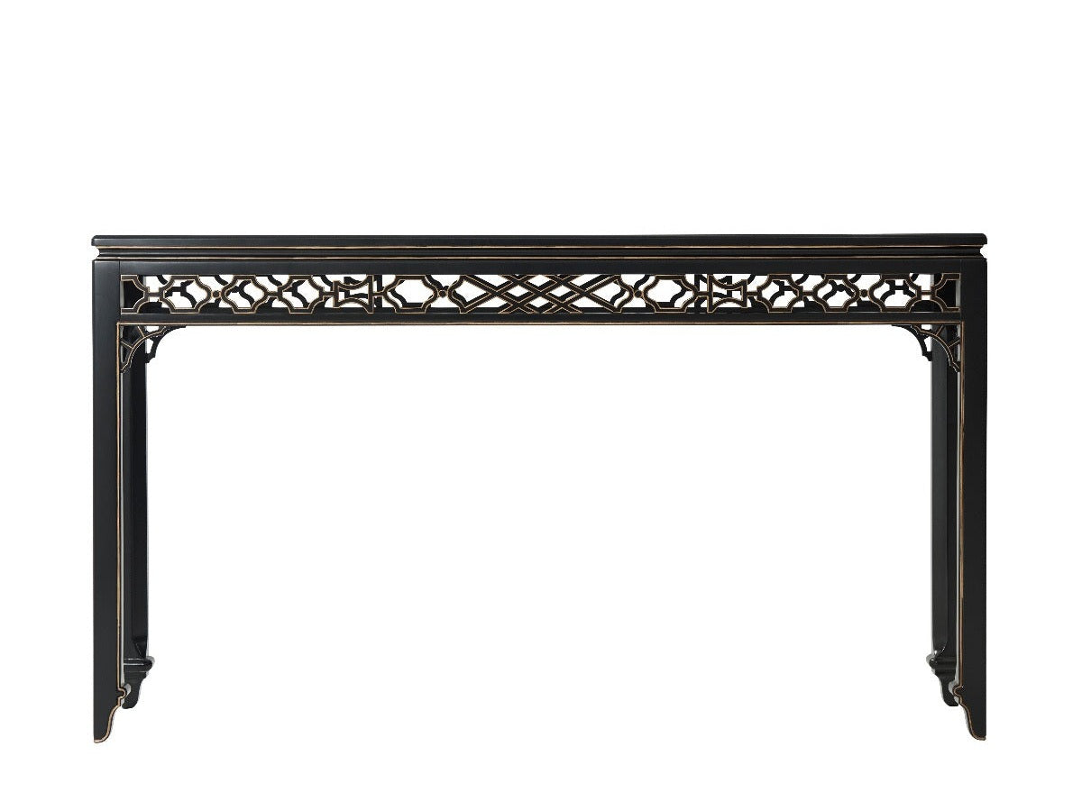 Theodore Alexander Long Hall Burl Console Table