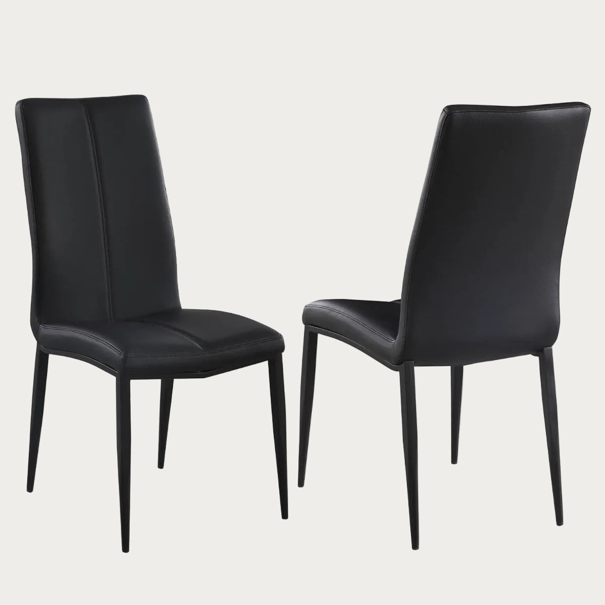 Two Alexandra black chairs on a white background