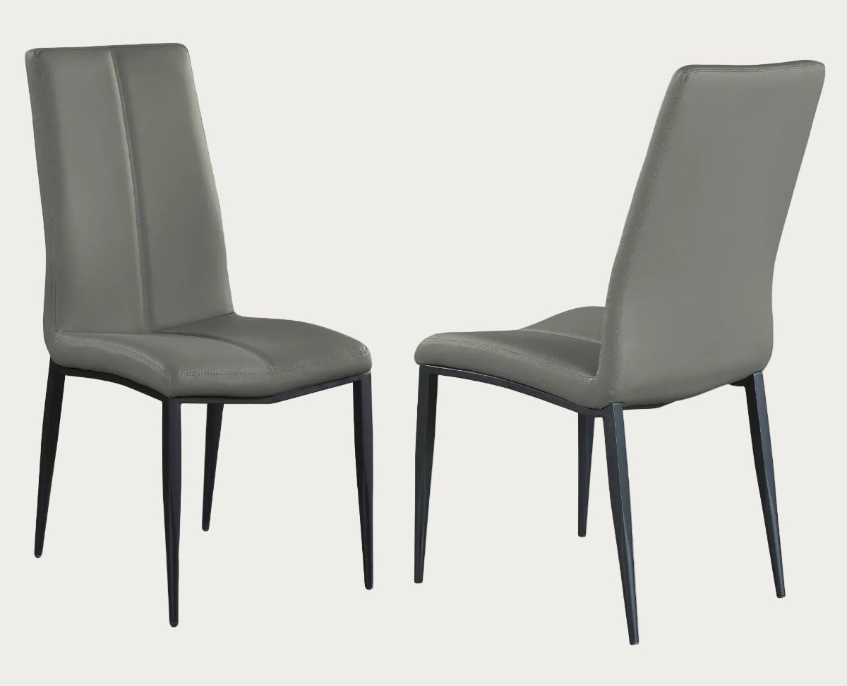 Two Alexandra gray chairs with black legs on a white background