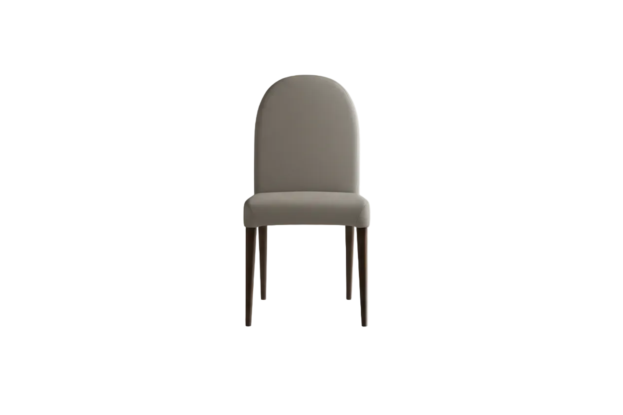Appia side chair upholstered with gray eco-leather on a white background