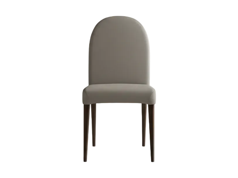 Appia side chair upholstered with gray eco-leather on a white background
