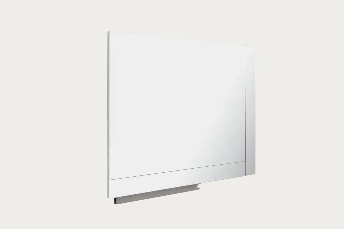 Artemide rectangular mirror with a white frame on a white background