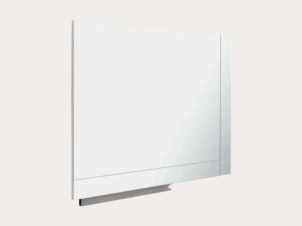 Artemide rectangular mirror with a white frame on a white background