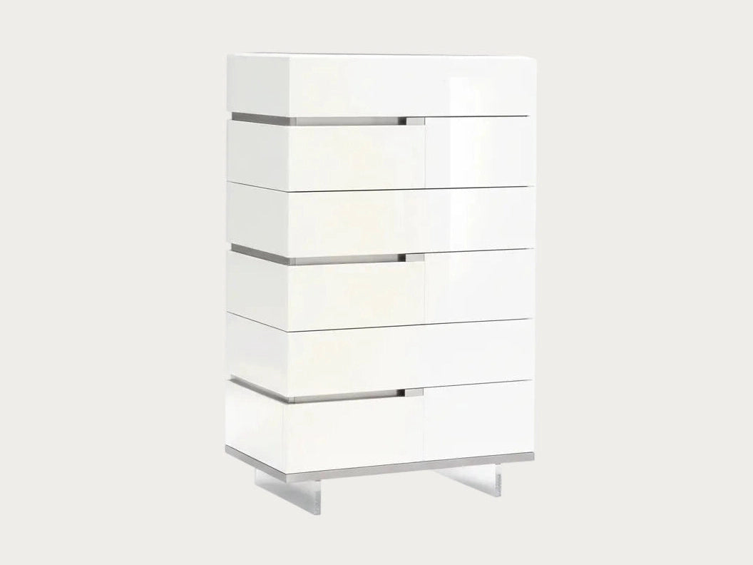 Artemide white chest with multiple drawers on a white background