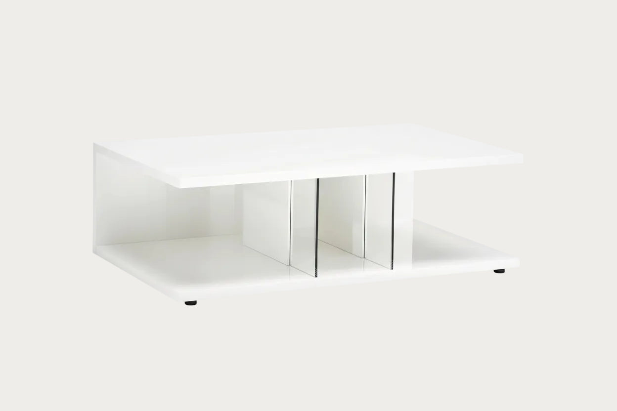 Artemide white office desk with glass partition on a white background