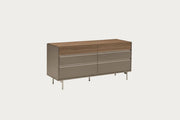 City Life dresser with a brown top and beige drawers on a white background