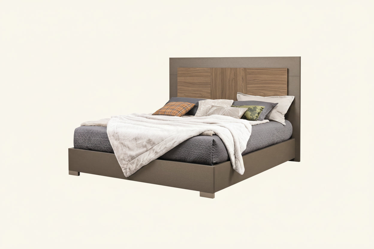 City Life Modern Bedroom Set with Wooden Headboard