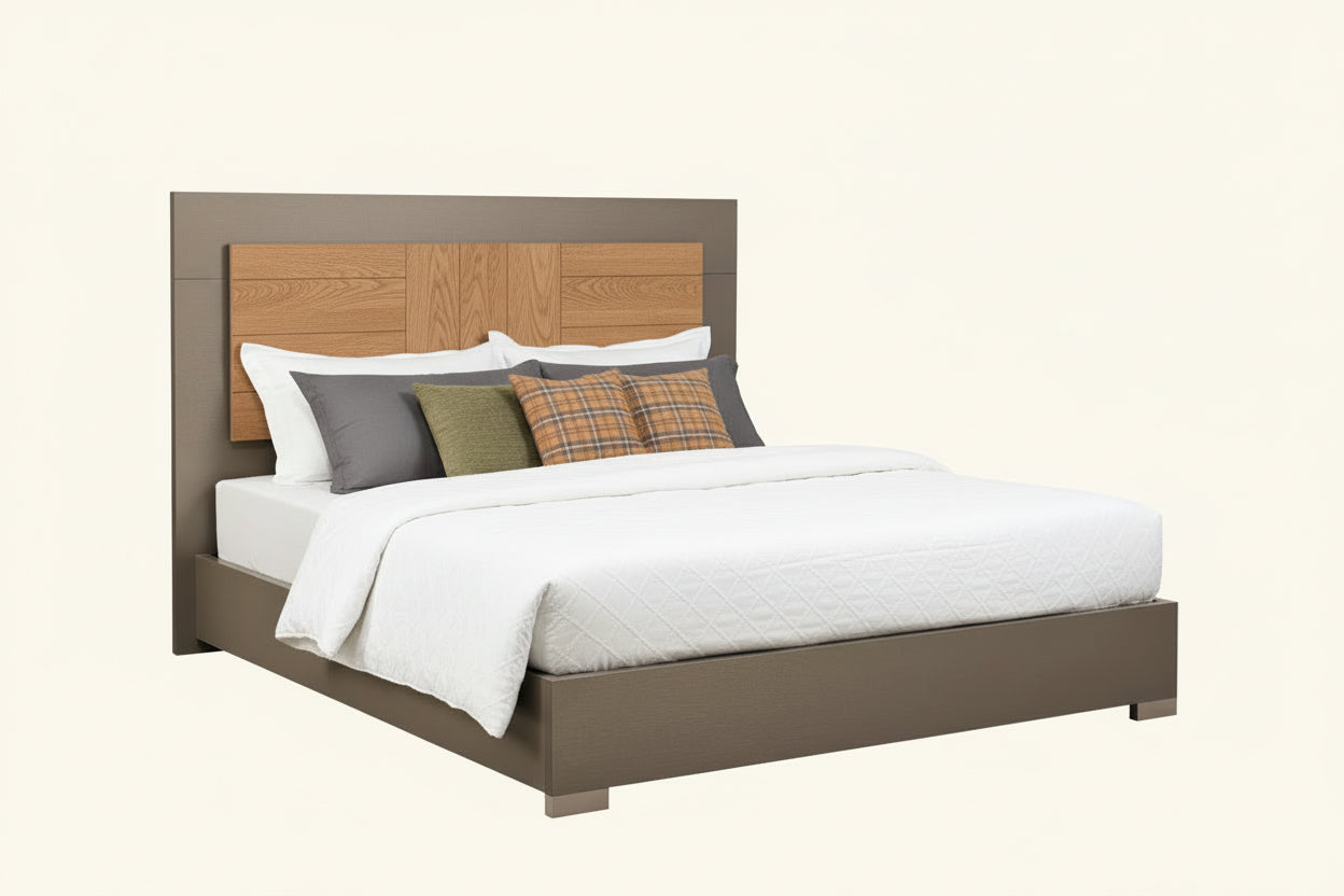 City Life Modern Bedroom Set with Wooden Headboard