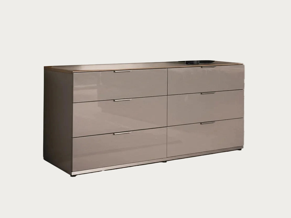 Fifth Avenue beige dresser with six drawers on a white background