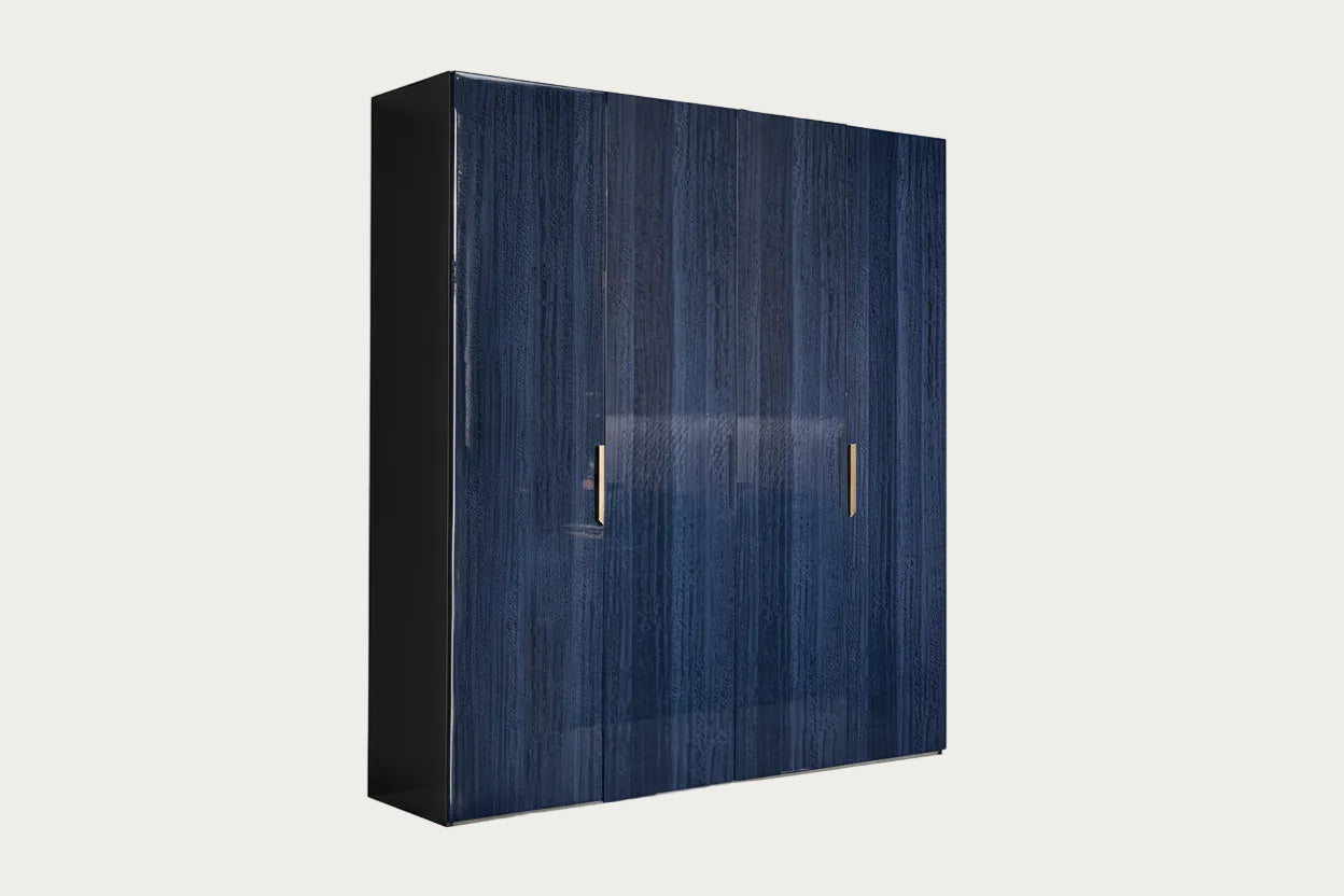 Oceanum 4-door wardrobe with gold handles on a white background