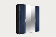 Oceanum 4-door wardrobe with blue and mirror doors on a white background