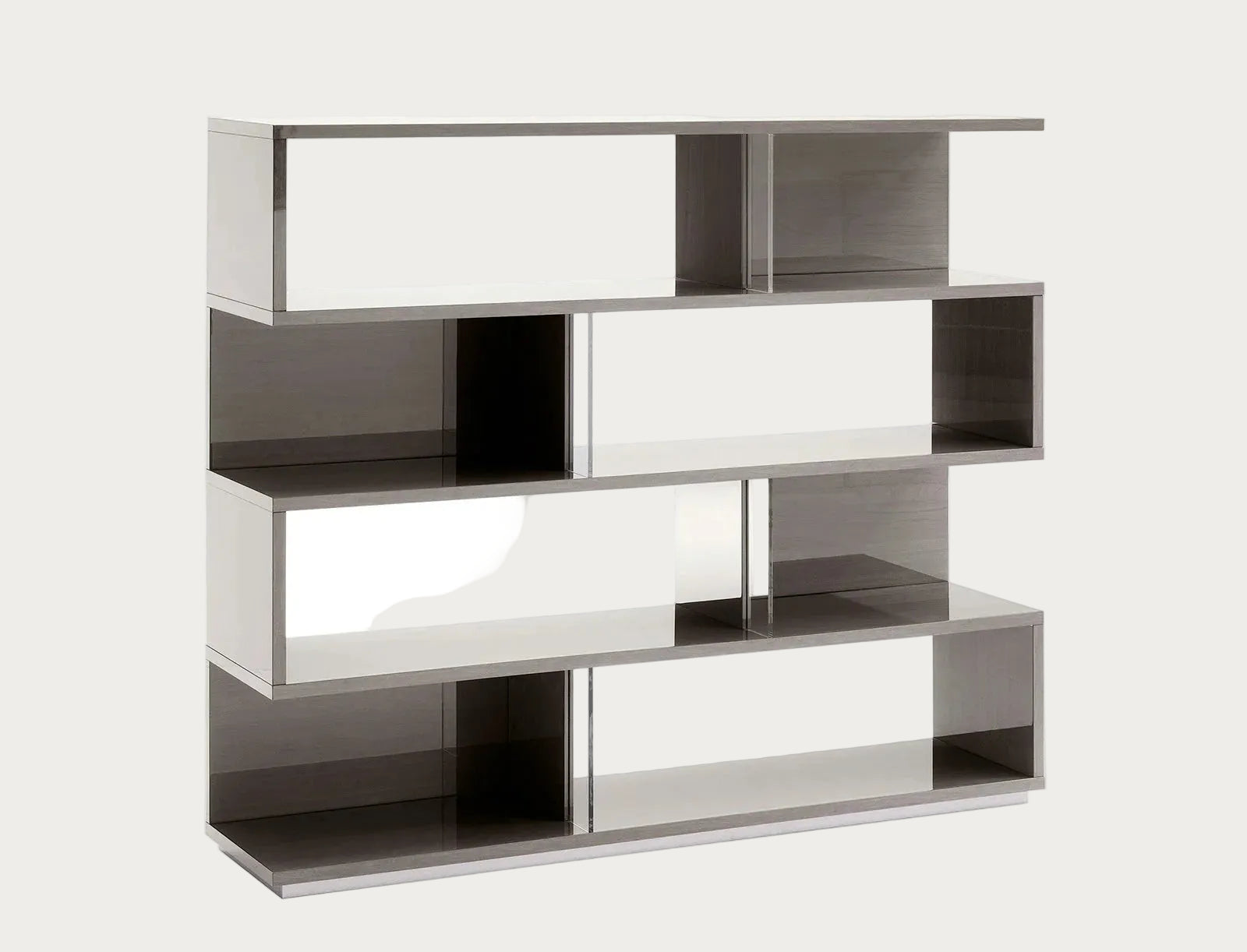 Athena modern bookcase with a gray and white design on a white background