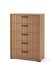 Ritmo 5-Drawer Tall Chest in Toffee Eco Oak | Alf Italia