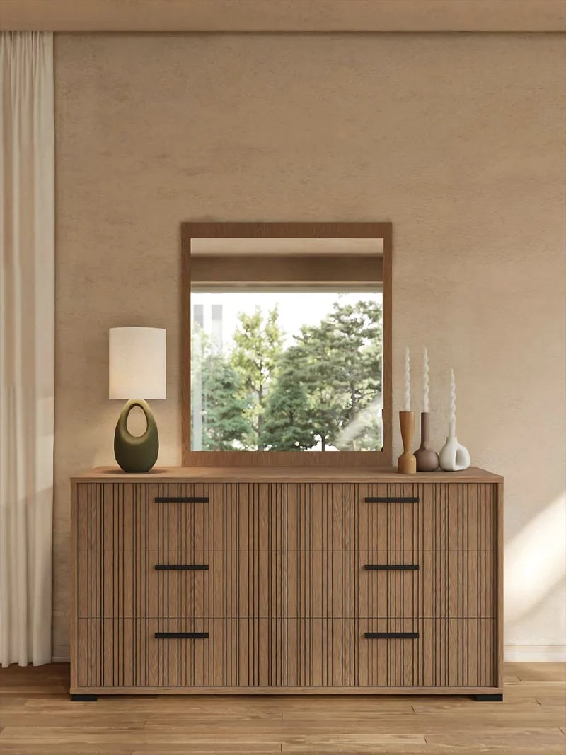 Ritmo 6-Drawer Dresser in Toffee Eco Oak | Alf Italia