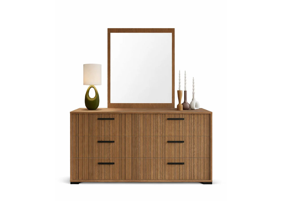 Ritmo 6-Drawer Dresser in Toffee Eco Oak | Alf Italia