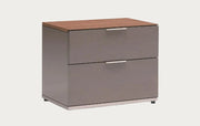 Fifth avenue two-drawer filing cabinet with wooden top on a white background