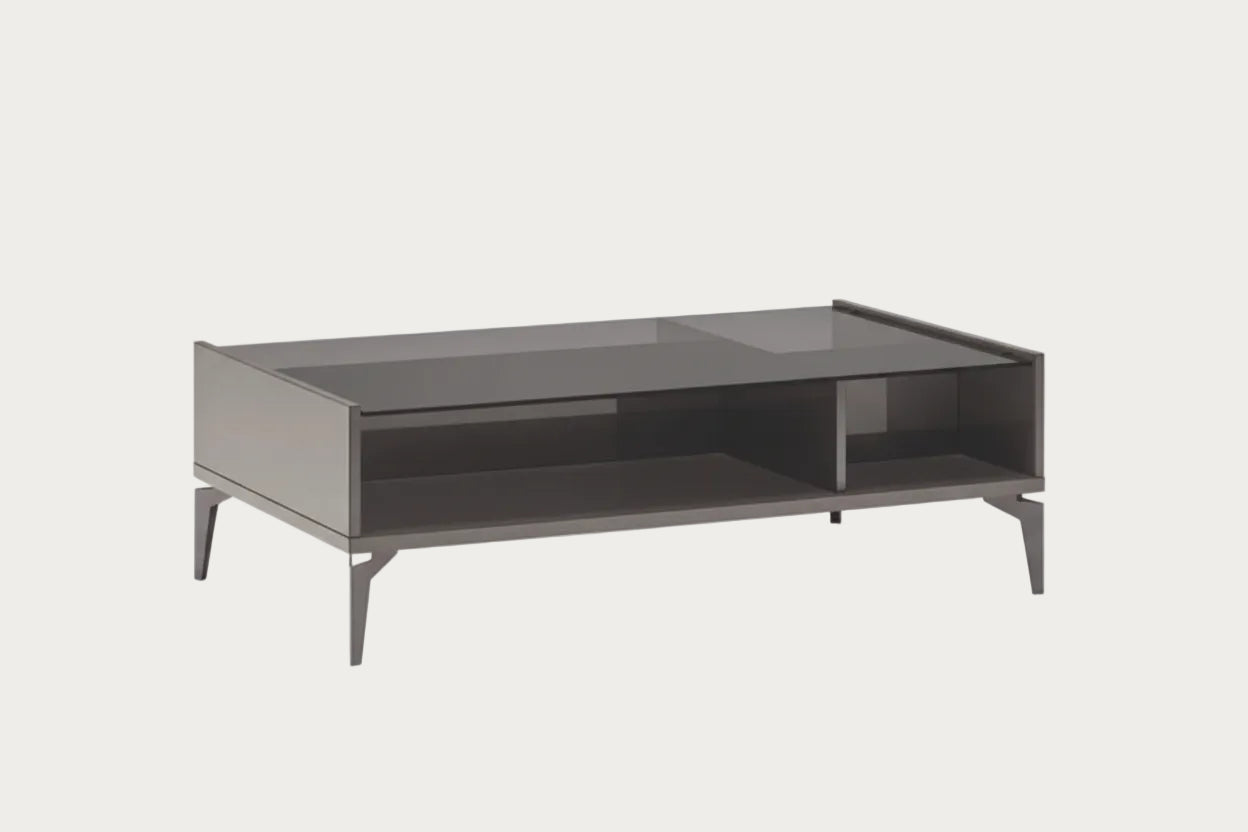 Graphite rectangular coffee table with the glass top by ALF Italia