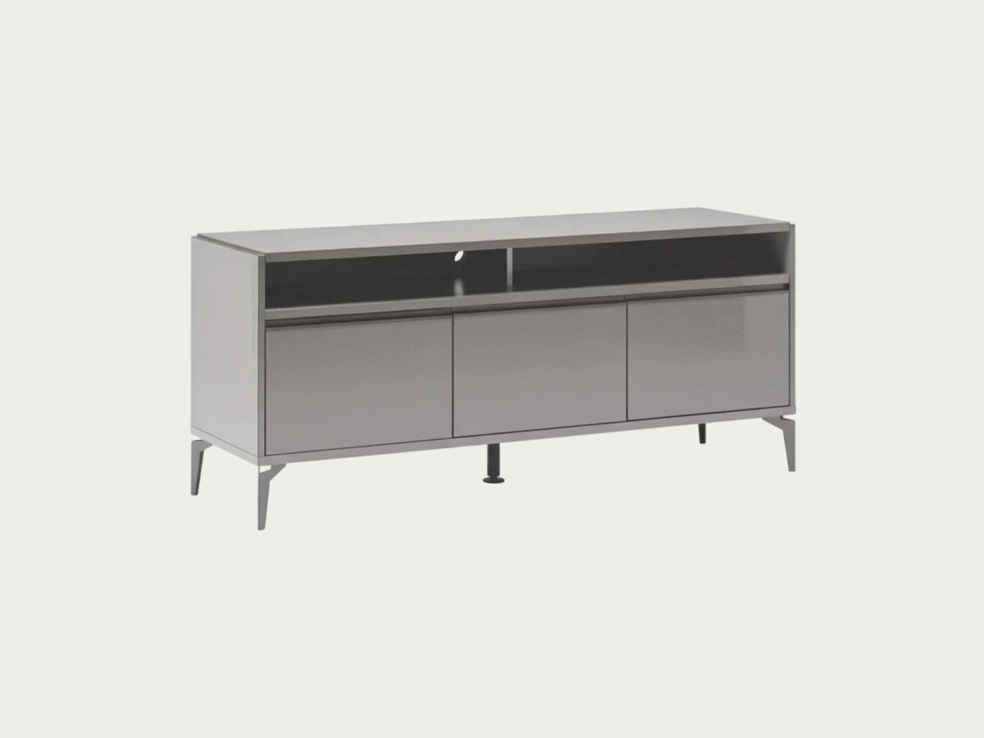 Graphite gray sideboard with glass panels on a white background.