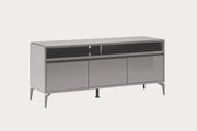Graphite gray sideboard with glass panels on a white background.
