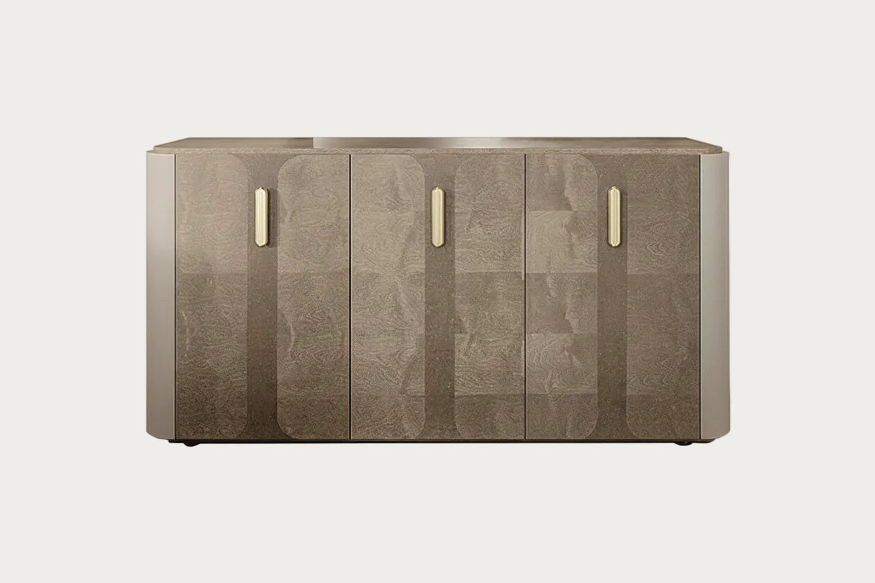 Hebe 3-door sideboard with four doors on a white background