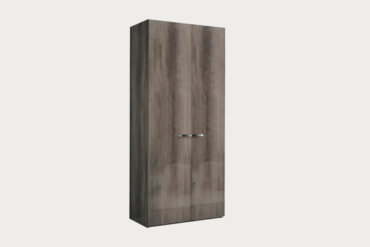 Matera 2-door wardrobe with a brown finish on a white background