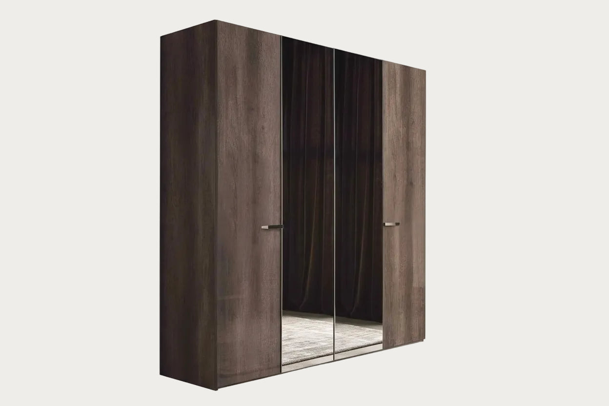 Matera 4-door wardrobe with mirrored doors on a white background.