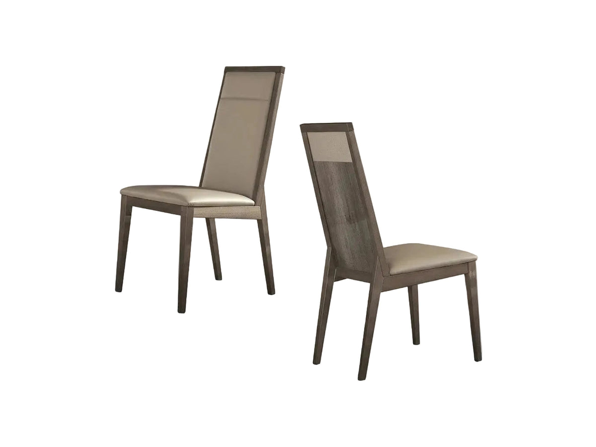 Matera two brown side chairs with beige seats on a white background