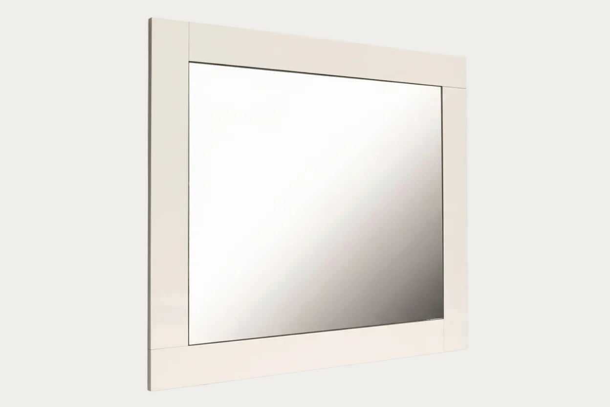 Canova rectangular mirror with a beige frame on a white background