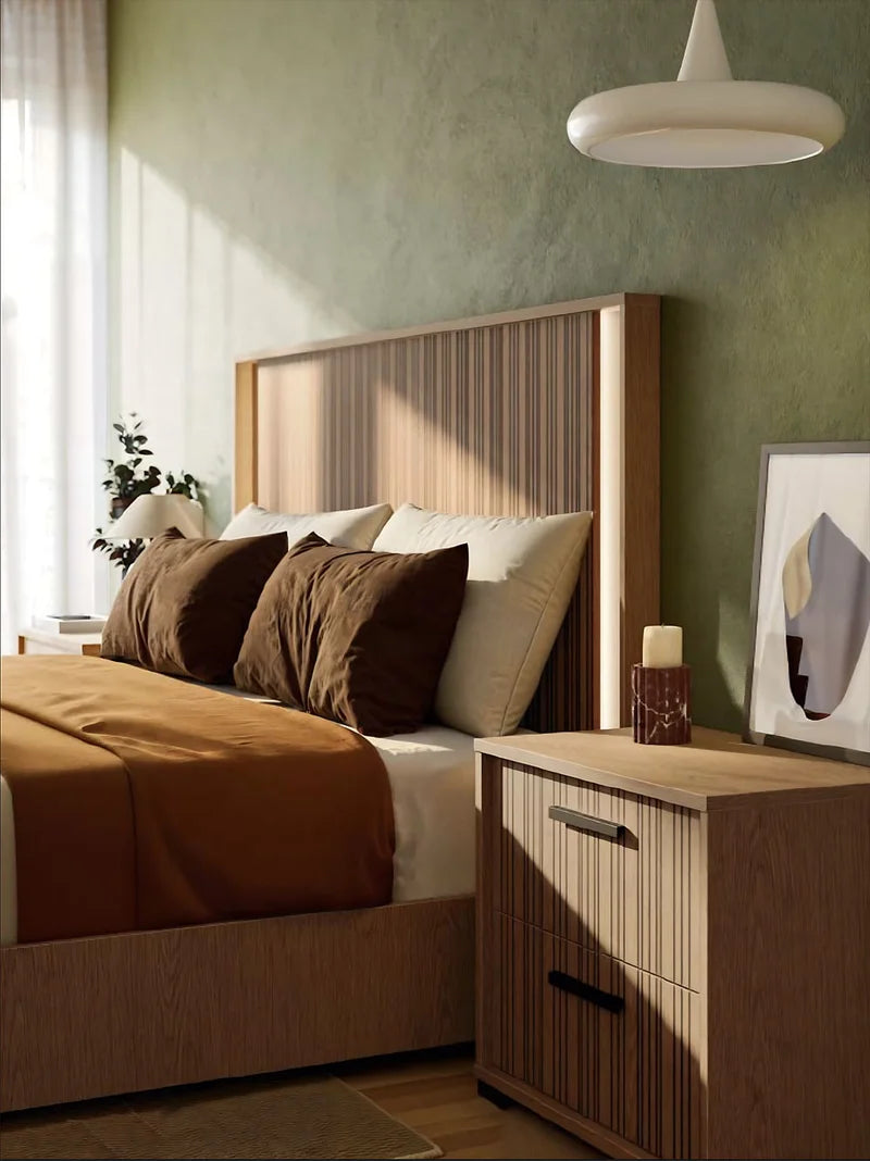 Ritmo Modern Nightstand in Toffee Eco Oak | Alf Italia