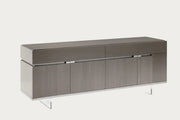 Athena modern sideboard with gray finish and metal legs on a white background. 