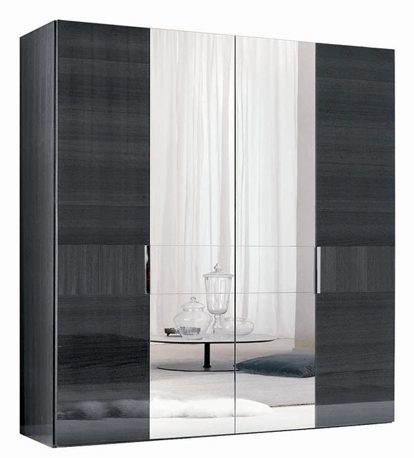 Montecarlo Italian High-Gloss Swing-Door Wardrobe (89")