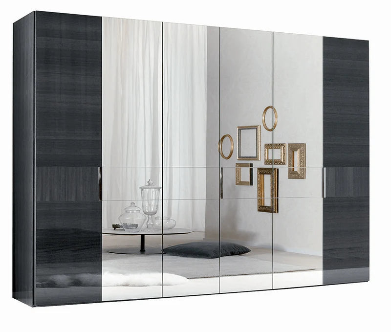 Montecarlo Italian High-Gloss Swing-Door Wardrobe (89")