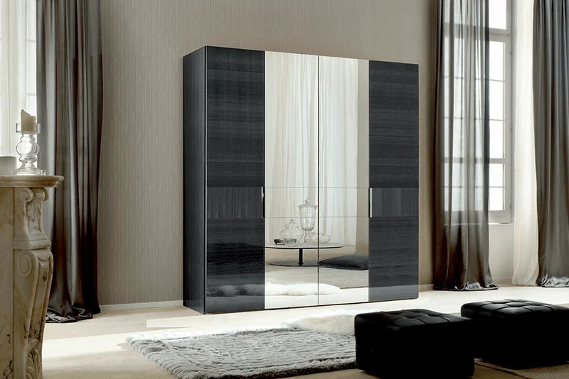Montecarlo Italian High-Gloss Swing-Door Wardrobe (89")