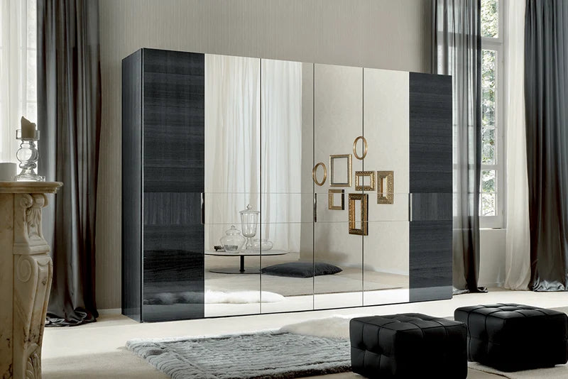 Montecarlo Italian High-Gloss Swing-Door Wardrobe (89")