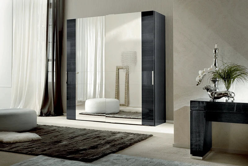 Montecarlo Italian High-Gloss Swing-Door Wardrobe (89")