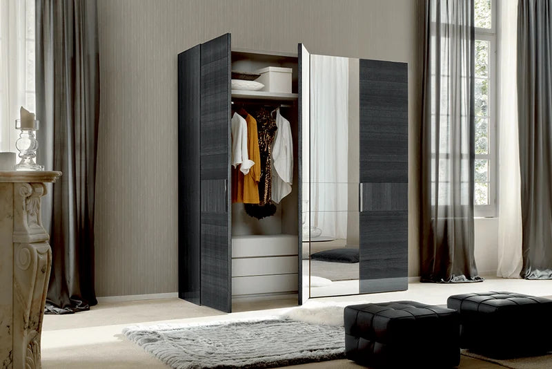 Montecarlo Italian High-Gloss Swing-Door Wardrobe (89")