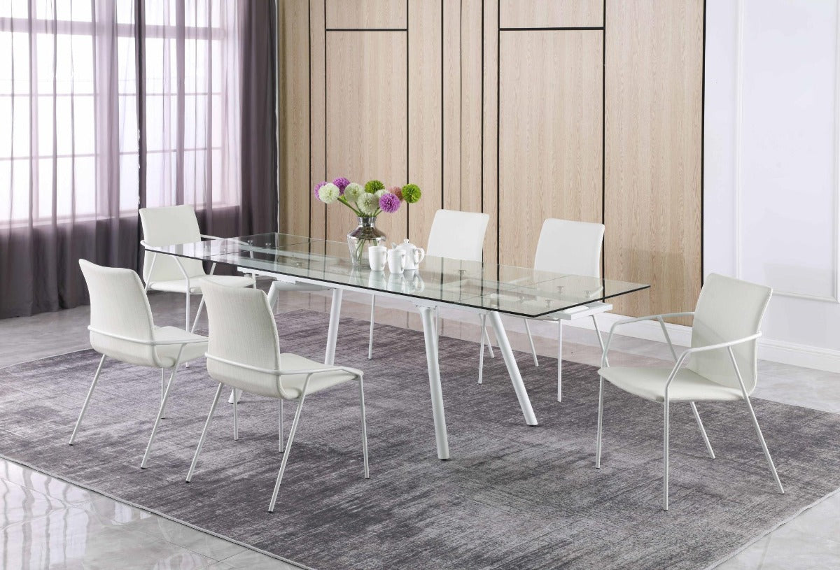 Alicia Contemporary White Upholstered Arm Chair, Set of 4