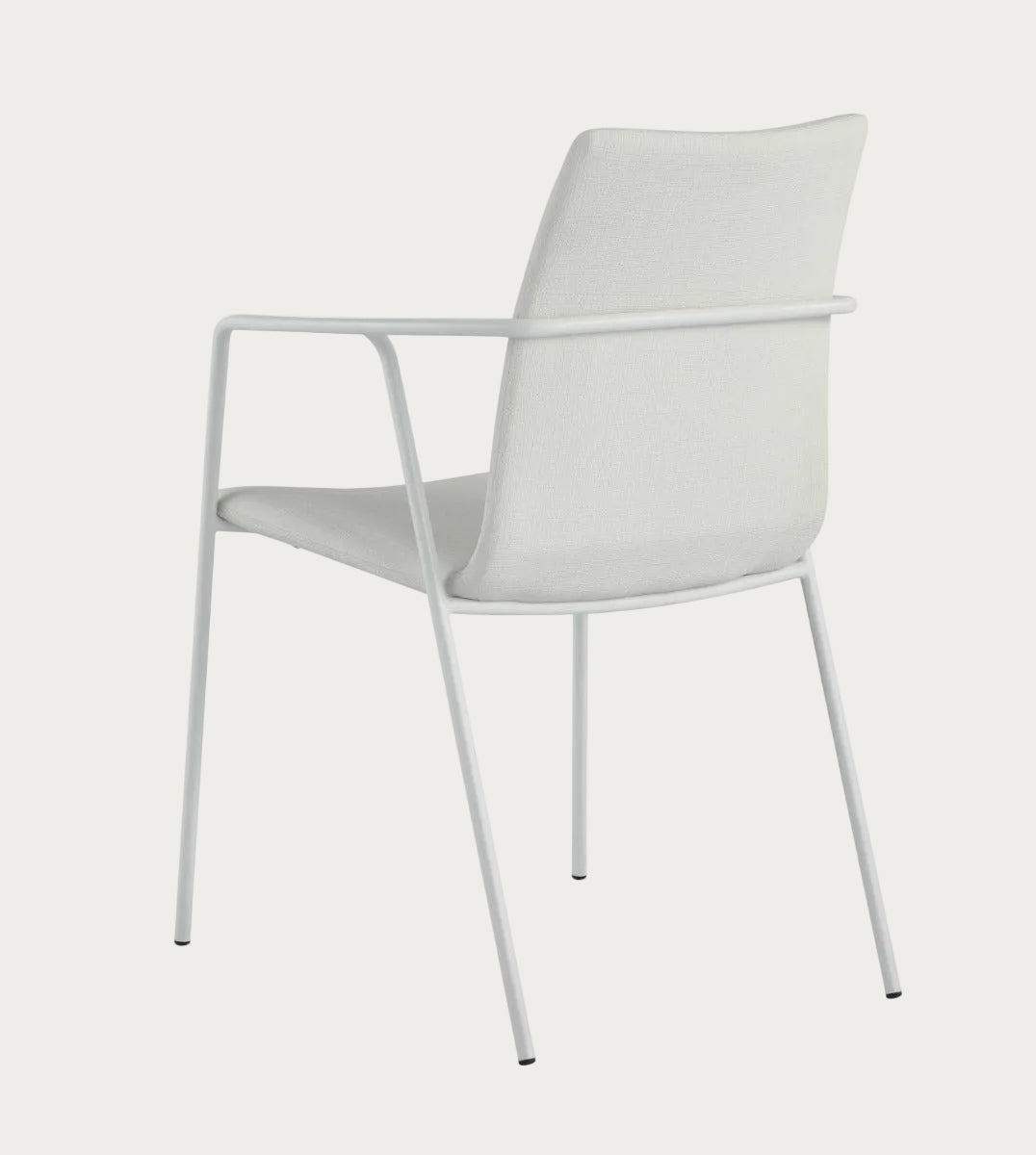 Alicia white side chair with metal frame on a white background