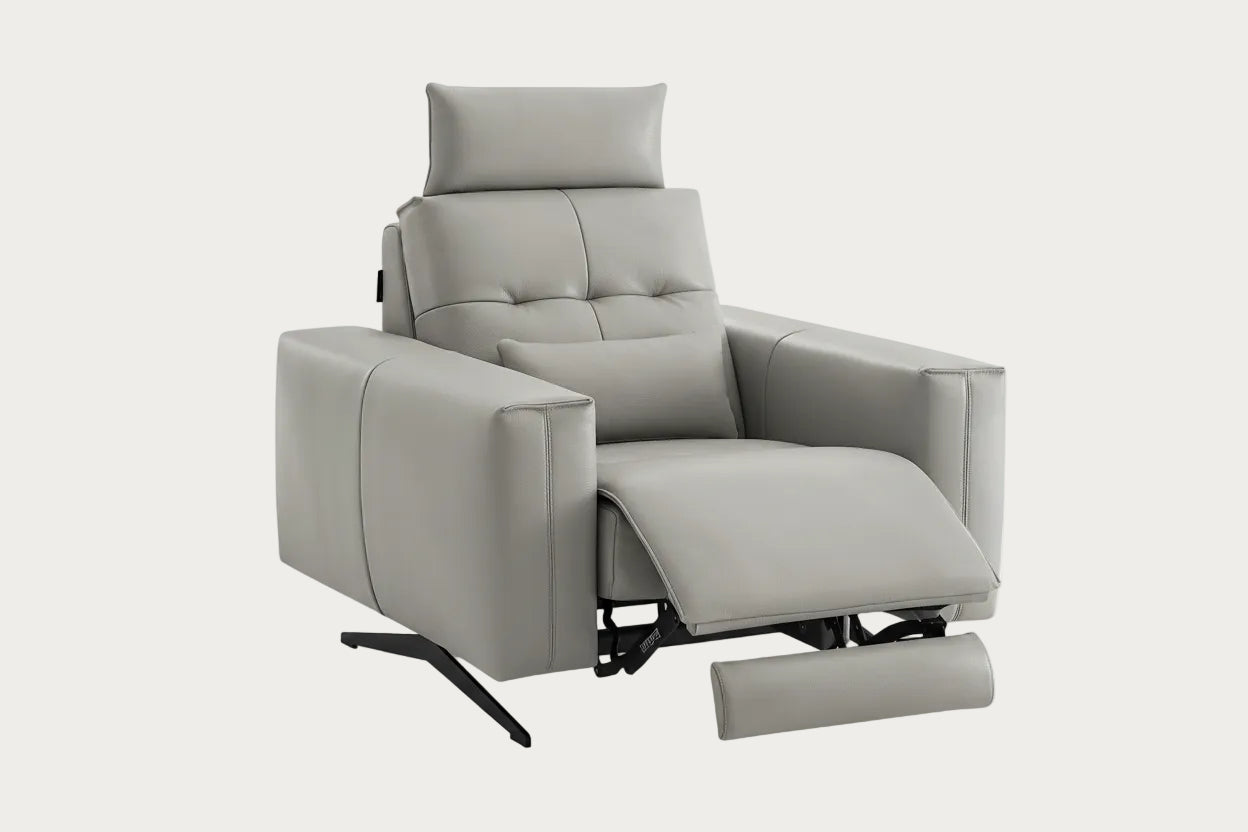 Amalfi gray recliner chair on a white background