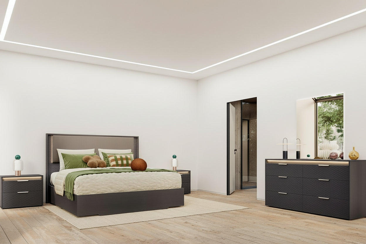 Modern bedroom with Tullia bedroom set.