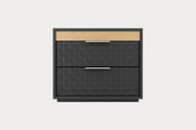 Amy dark brown wooden nightstand with two drawers on a white background