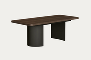 Appia 78" dining table with black cylindrical legs on a white background.