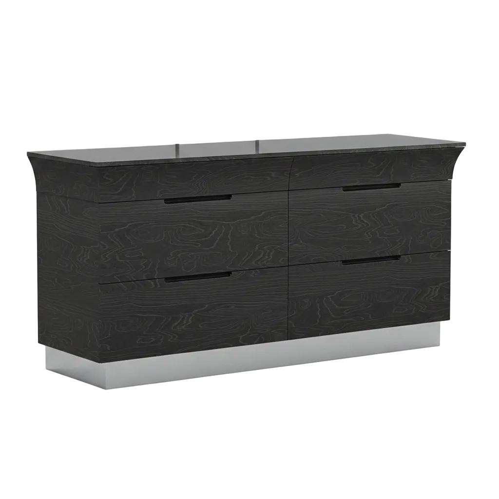 The Ariana gray dresser with multiple drawers on a white background.
