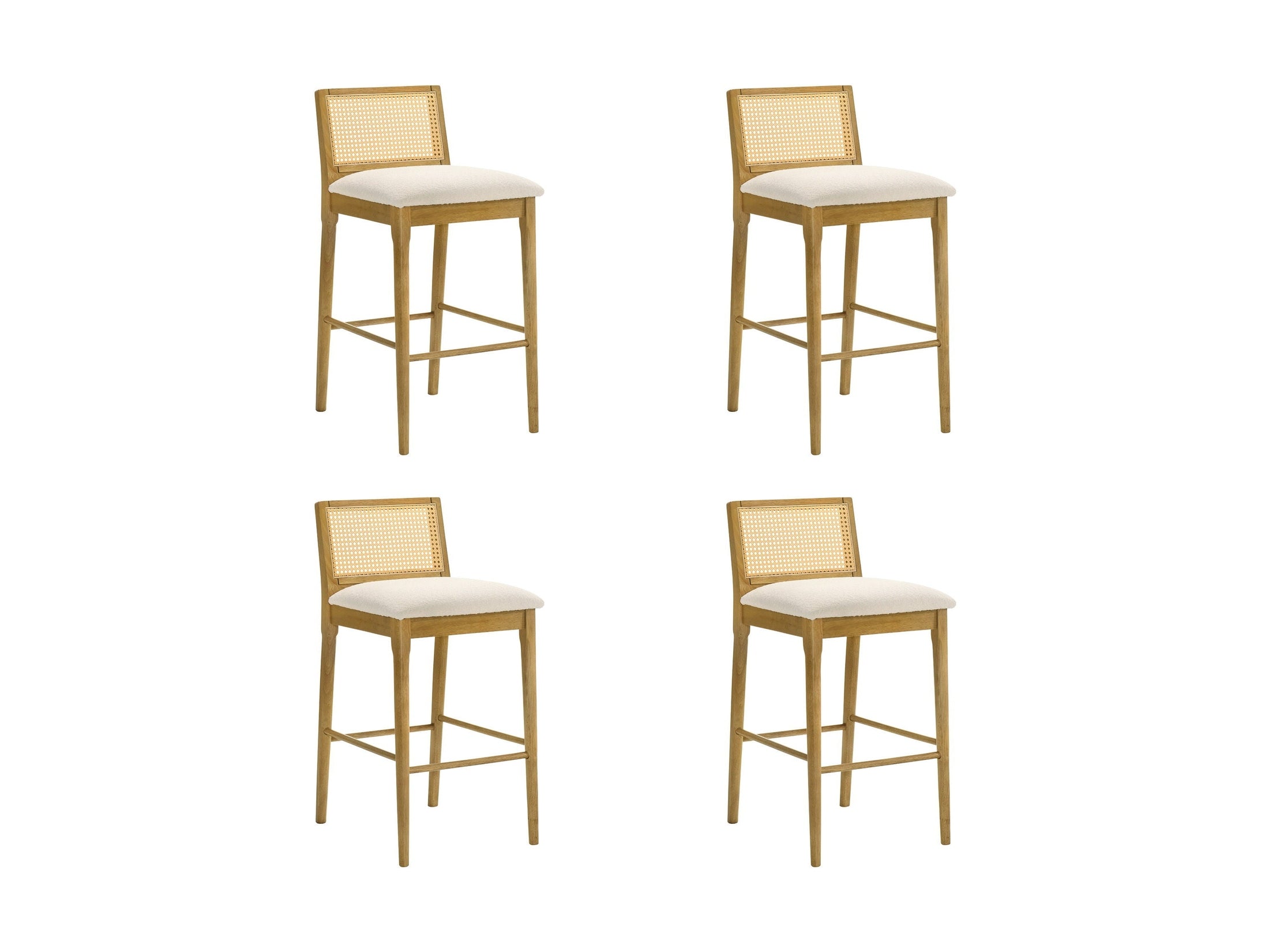 Tobias - Coastal Modern Wood Bar Height Kitchen Bar Stool