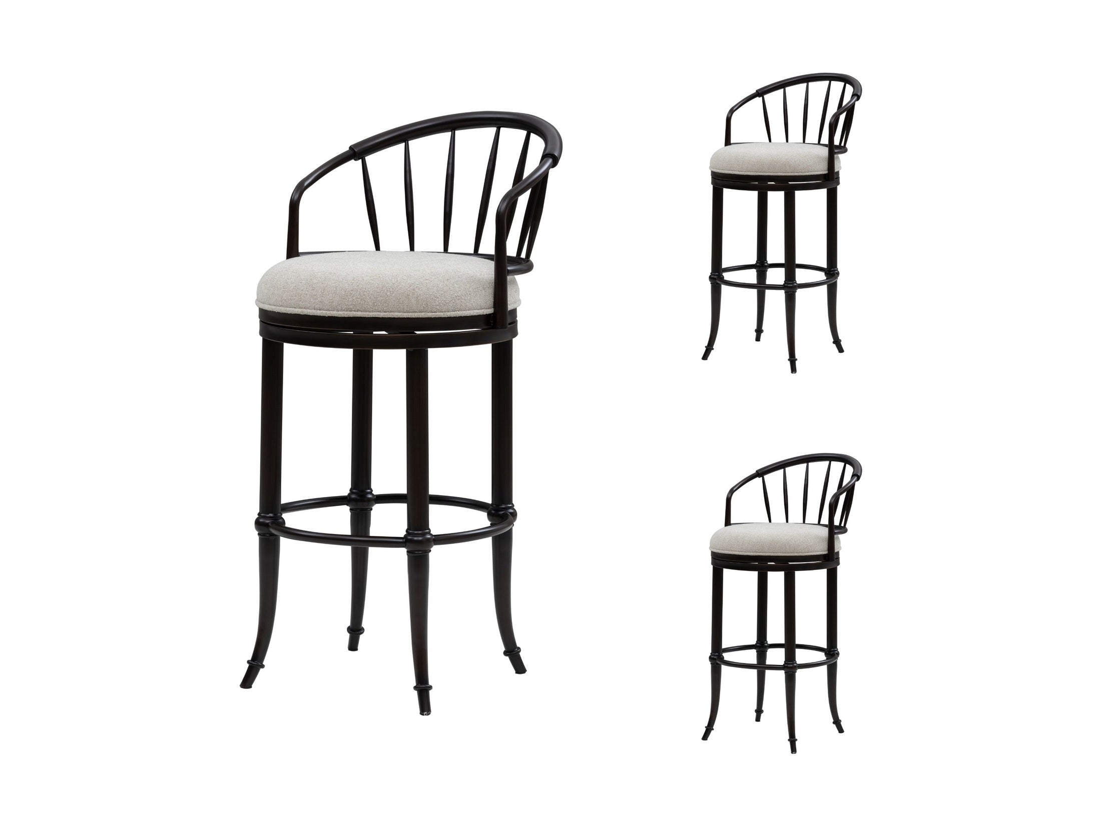 Luther - Commercial Grade Steel Frame Fabric Upholstered Swivel Bar Height Barstool