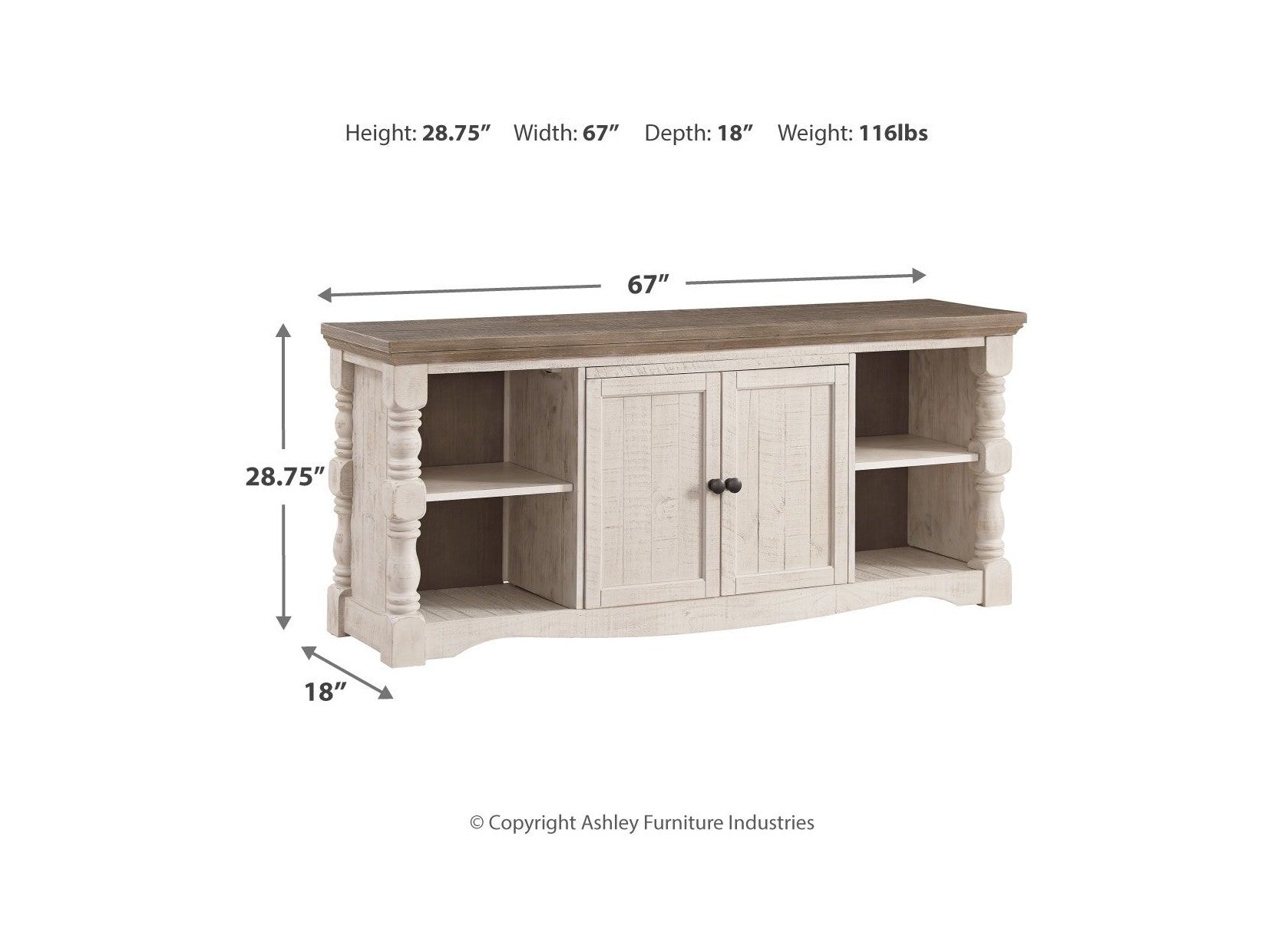 Havalance - Extra Large TV Stand - 2 Doors - Brown / Beige